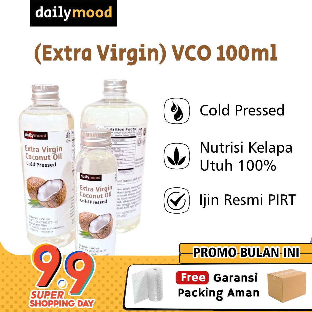 

DailyMood Extra Virgin Coconut Oil 100ml VCO Kualitas Premium Bening Asli PIRT