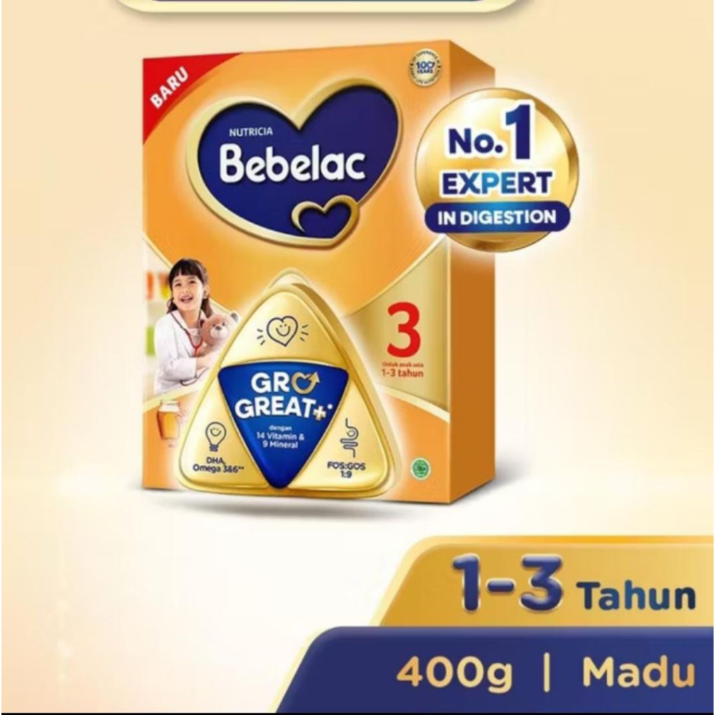 

Bebelac 3 Vanila Madu Susu Formula Pertumbuhan Bubuk 400 gr