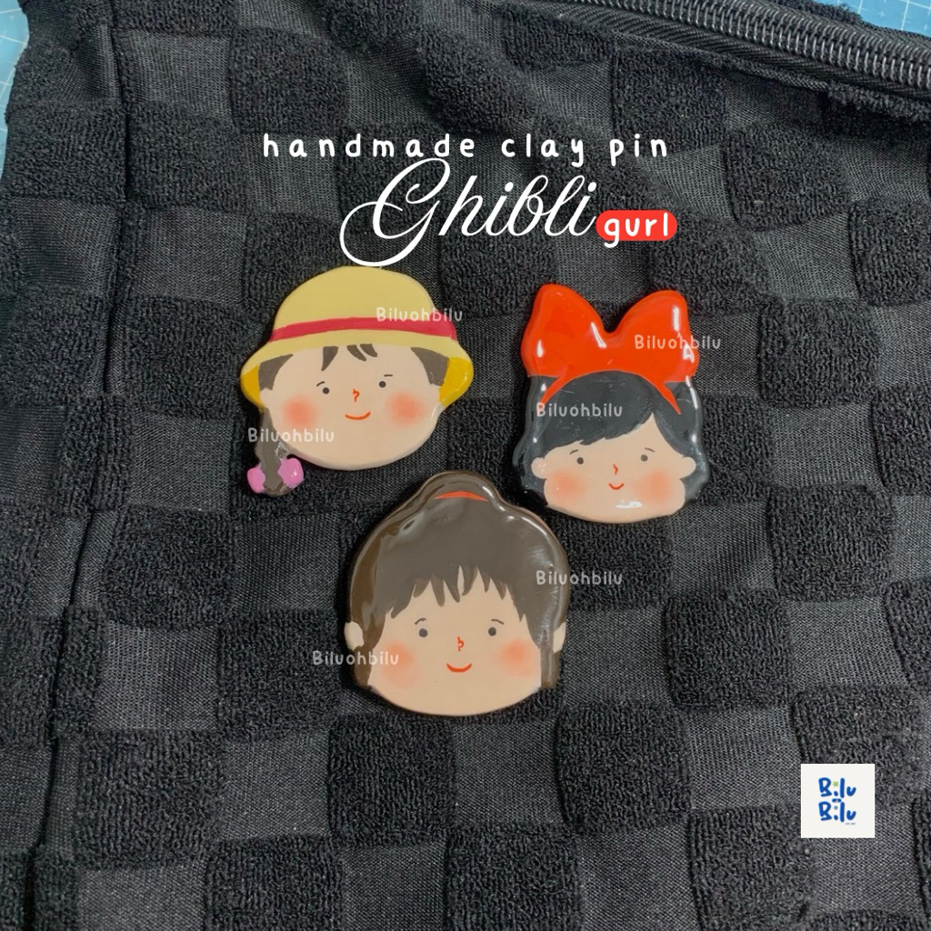 biluohbilu | handmade clay pin ghibli girl, pin ghibli, pin anime,