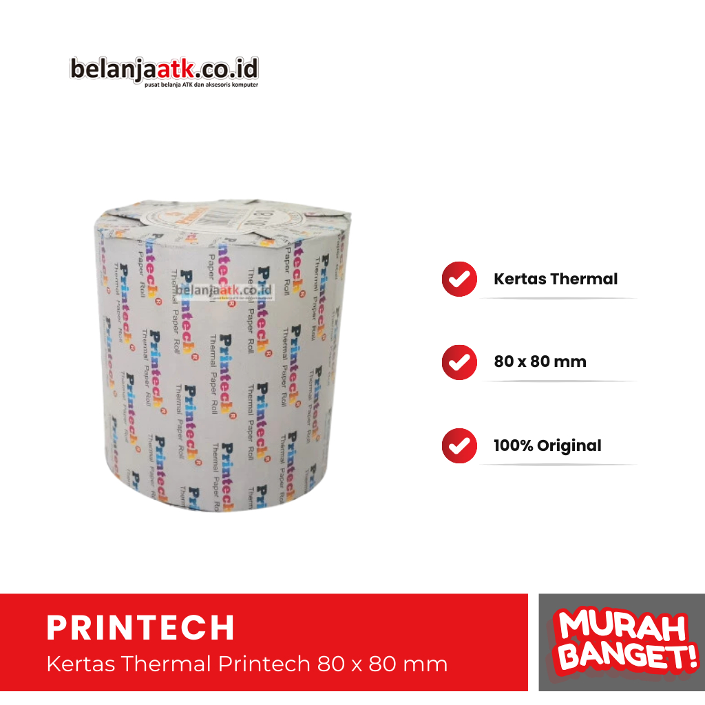 

Kertas Telstruk Printech 80 x 80 mm / Kertas Termal / Thermal