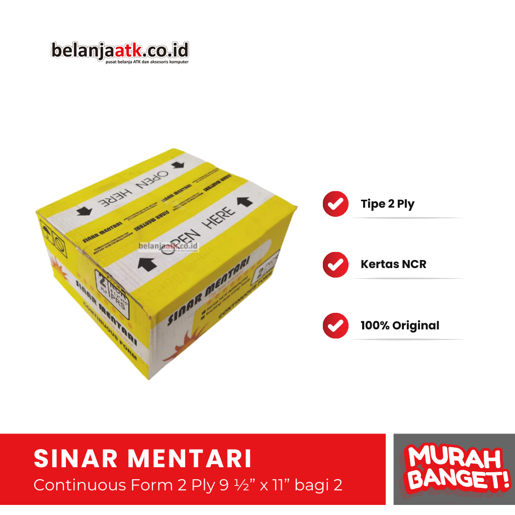 

Continuous Form 2 Ply 9 ½” x 11” bagi 2 Sinar Mentari