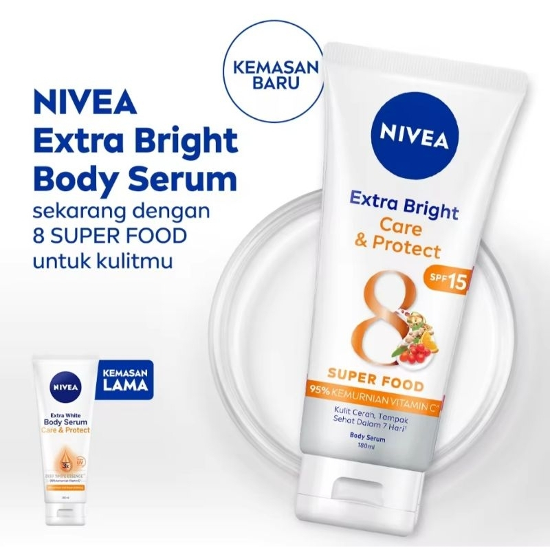 Nivea Extra White Body Serum Care & Protect / Handbody Nivea Kuning