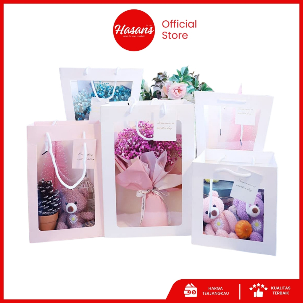 

Flower Packing Paper Bag / Flower Bags With Handle / Gift Bag Bouquet / Paper Bag Bunga / Tas Tote Buket Bunga / Kantong Tengah Bng
