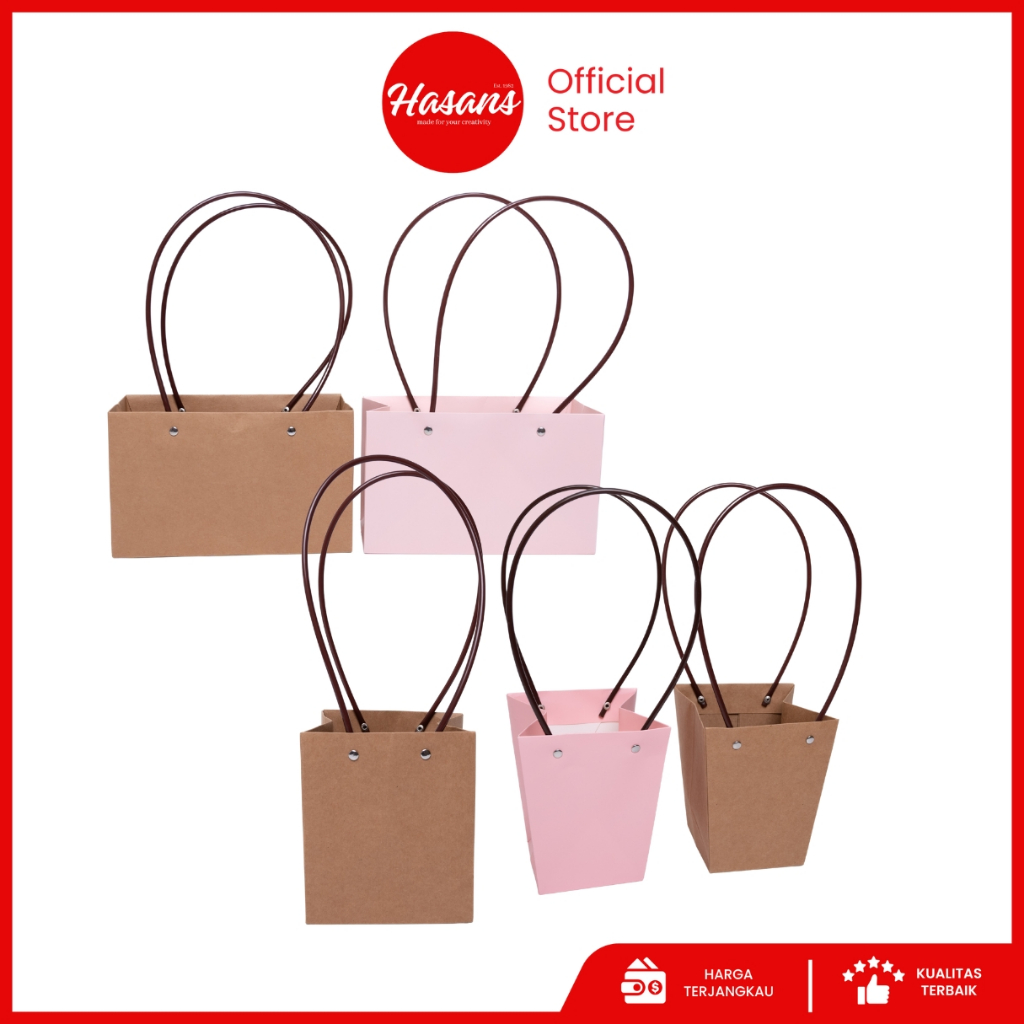 

[10 Pcs] Flower Kraft Paper Bag / Flower Bags With Handle / Gift Bag Bouquet / Paper Bag Bunga / Tas Kraft Tote Buket Bunga / Kantong Btk Tl Pj