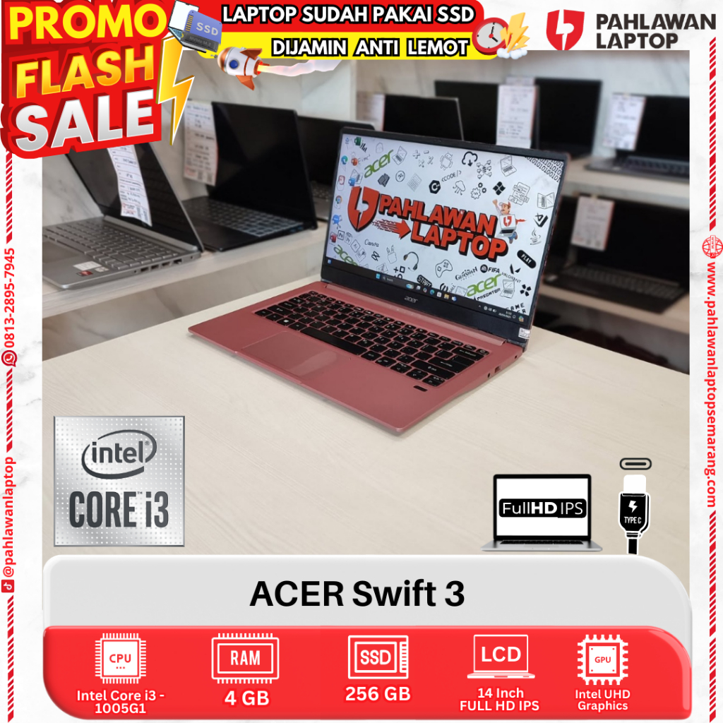LAPTOP ACER SWIFT 3 Core i3 GEN 10 RAM 4GB SSD 256GB