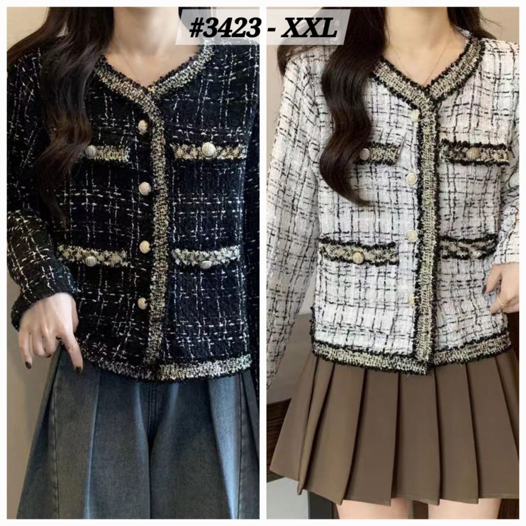 Blezer wanita jumbo kode 017# bahan tweed lengan panjang premium bagus dan tebal/tweed/blezer/auter/