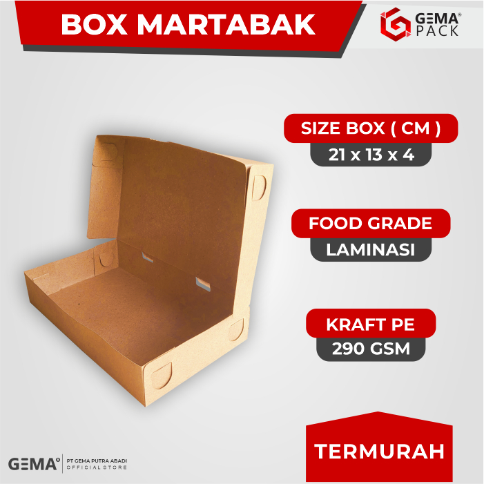 

Box Dus Martabak / Kue / Makanan Kraft Laminasi Uk.21 x 13 x 4 cm Food Grade Packaging