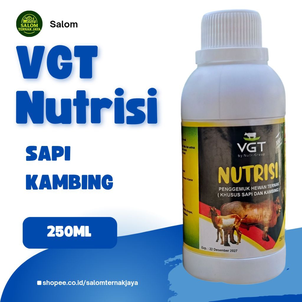 VGT NUTRISI Penggemuk Sapi dan Kambing Original 250ml - VGT Sapi Kambing Domba - Salom ternak jaya
