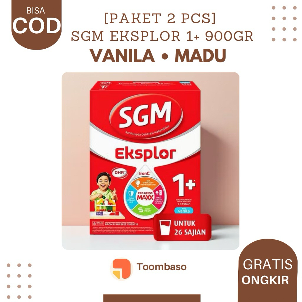 

[PAKET 2 PCS] 1 Box SGM Eksplor 1+ 900 gr Vanila Madu (BISA COD)