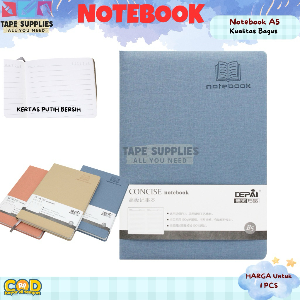 

(100 Lembar) Notebook A5 Hardcover CC-105 – Buku Catatan Premium Kertas Tebal 100 Lembar Untuk Kuliah, Kerja, Jurnal Harian