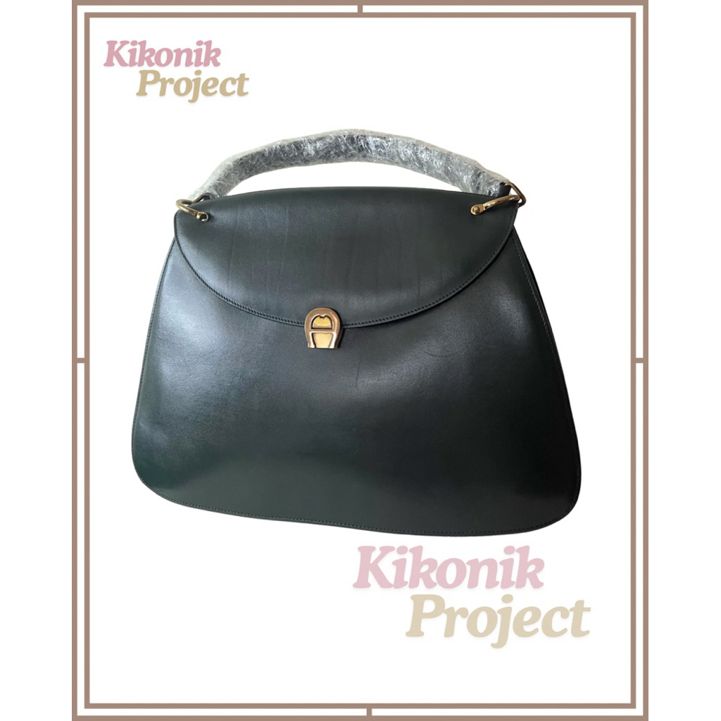 Tas Wanita Preloved Original Aigner Top Handle Leather Bag