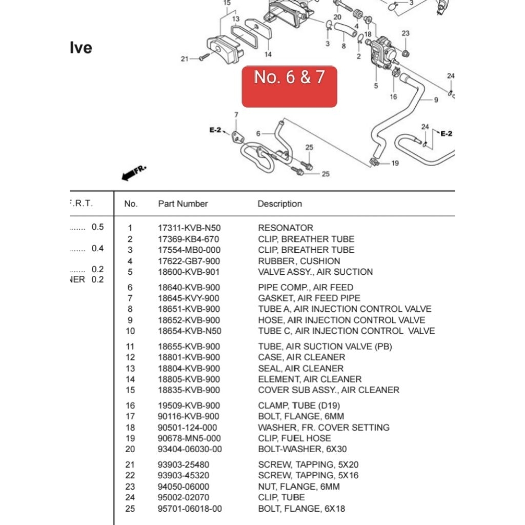 Pipe comp air feed plus packing untuk motor Vario 110 Cw dan Techno number part 18640KVB900 & 18645K