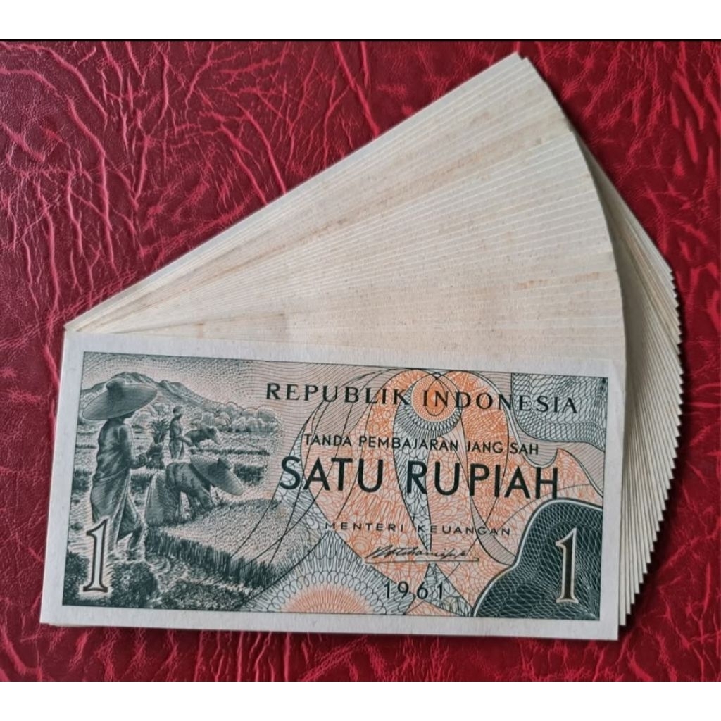 uang kuno 1 rupiah . Satu Rupiah seri sandang pangan tahun 1961