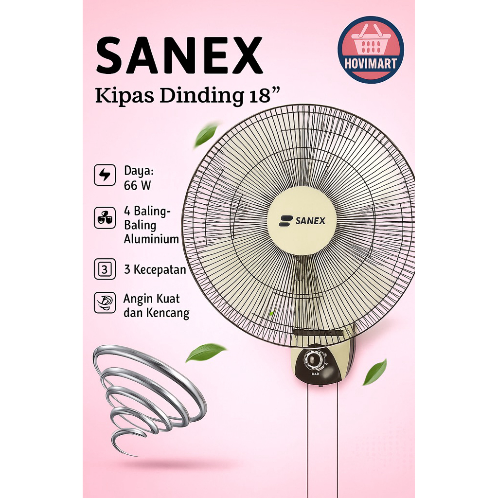 Kipas Angin Dinding / Kipas angin Baling besi / Kipas Angin sanex 18 inch / kipas tembok