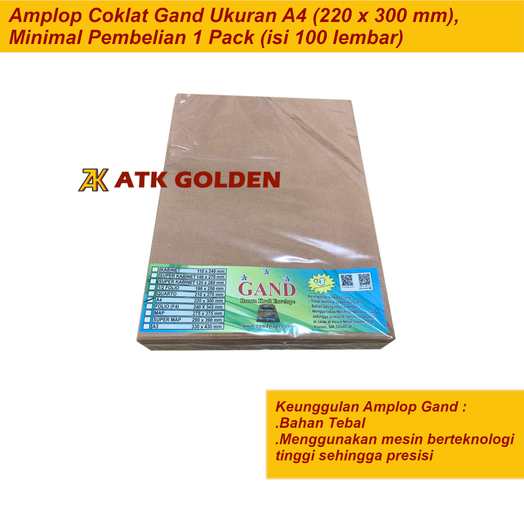 

Amplop Coklat Ukuran A4 Gand