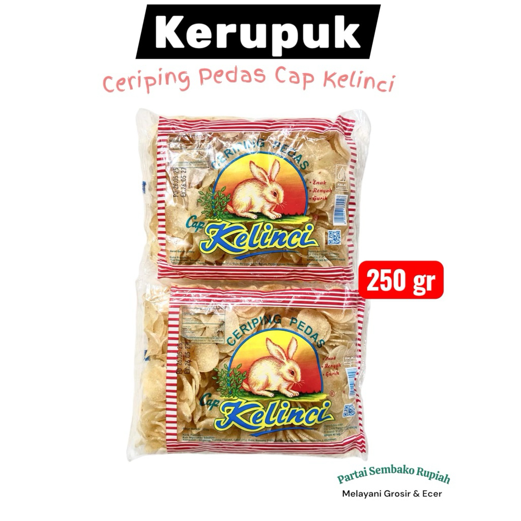 

Krupuk Ceriping pedas Cap Kelinci Halal Dan best seller