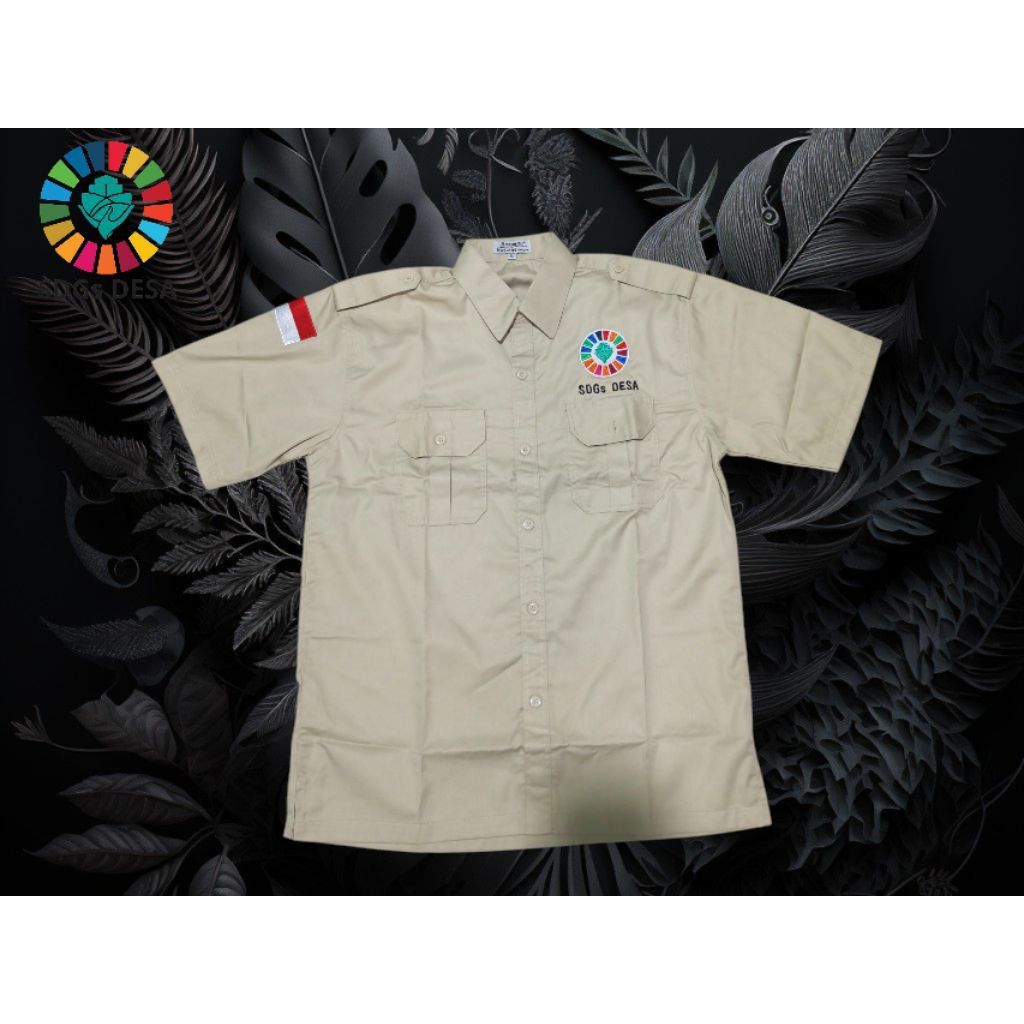 KEMEJA SDGS DESA PENDEK CREM BORDIR KEMEJA PDH SDGS DESA