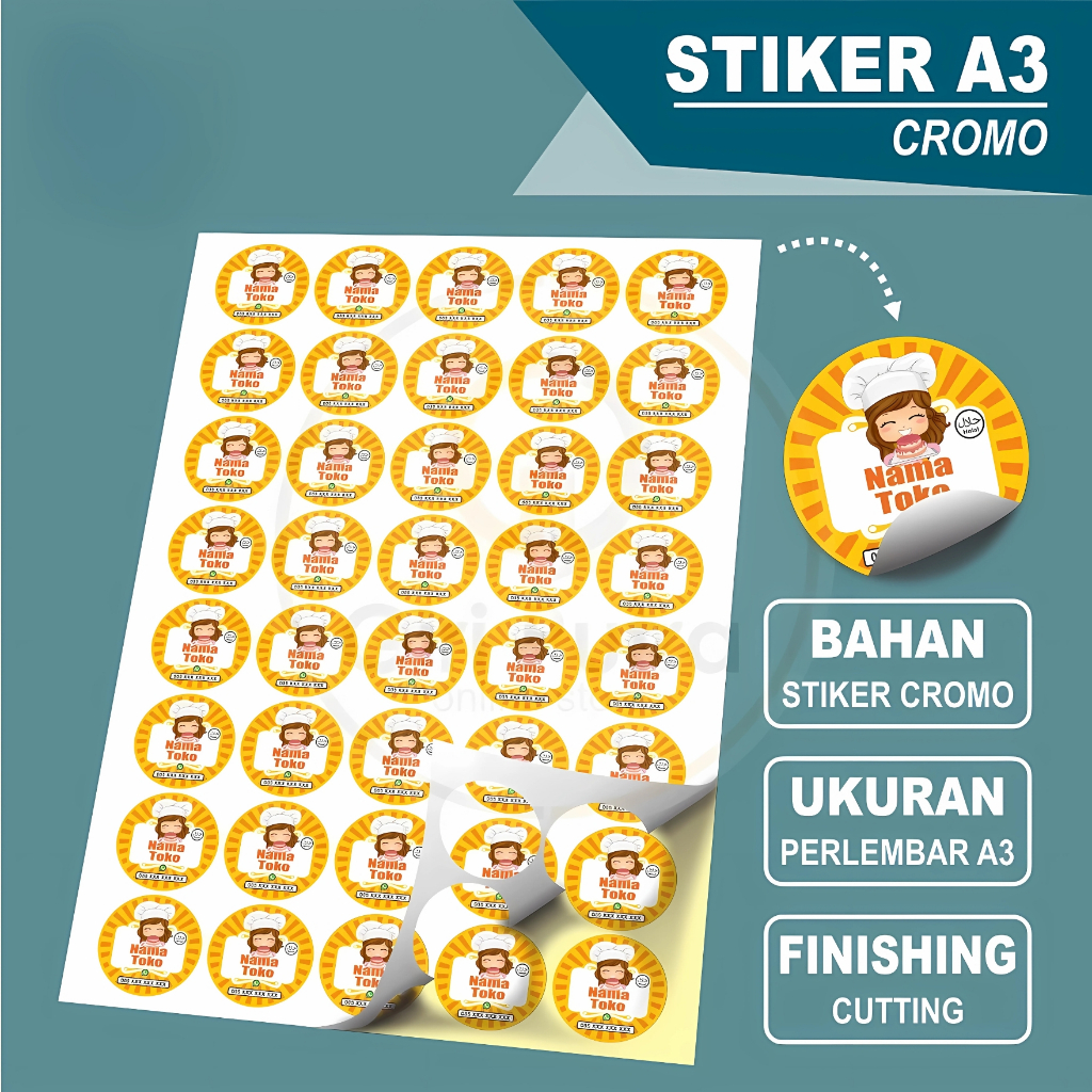 

STIKER CHROMO IMPORT A3+ / STIKER CHROMO CUTTING / LABEL MAKANAN / STIKER LABEL / STIKER KEMASAN / STIKER UMKM
