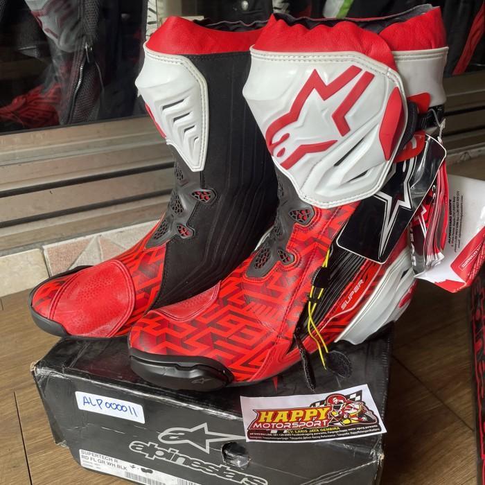 Sepatu touring balap Alpinestar ori Italy Supertech R: Marquez Red 43