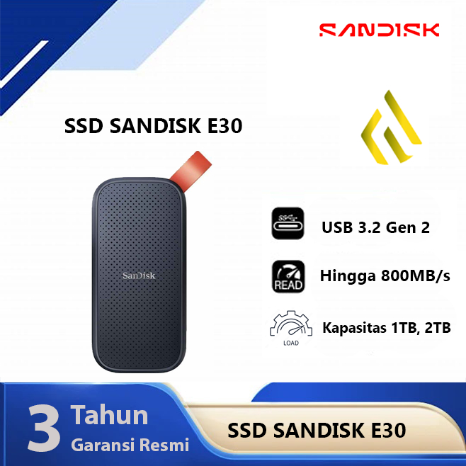 SSD Sandisk E30 1TB - Portable SSD Eksternal USB 3.2