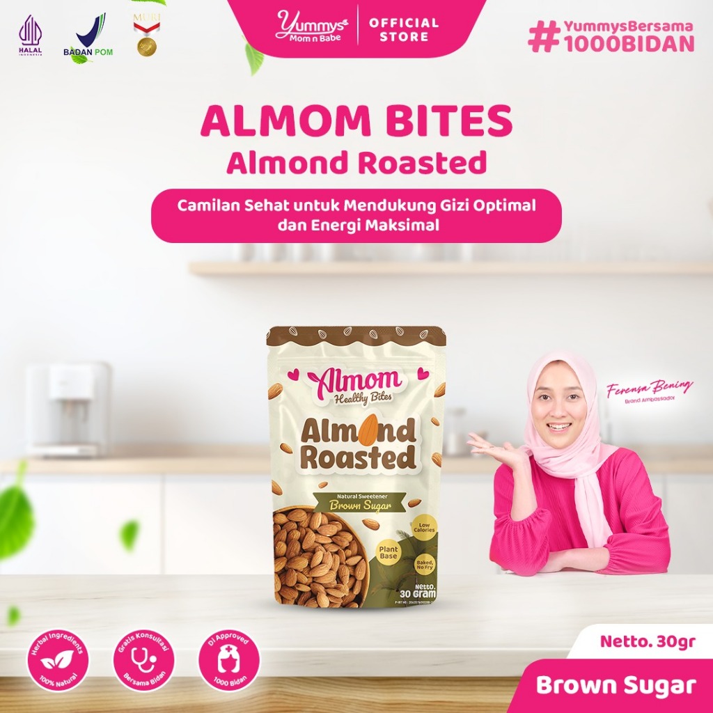

Almom Roasted - Kacang Almond Panggang Sehat 30gr | Camilan Ringan Bantu Stimulasi ASI Lancar dan Melimpah