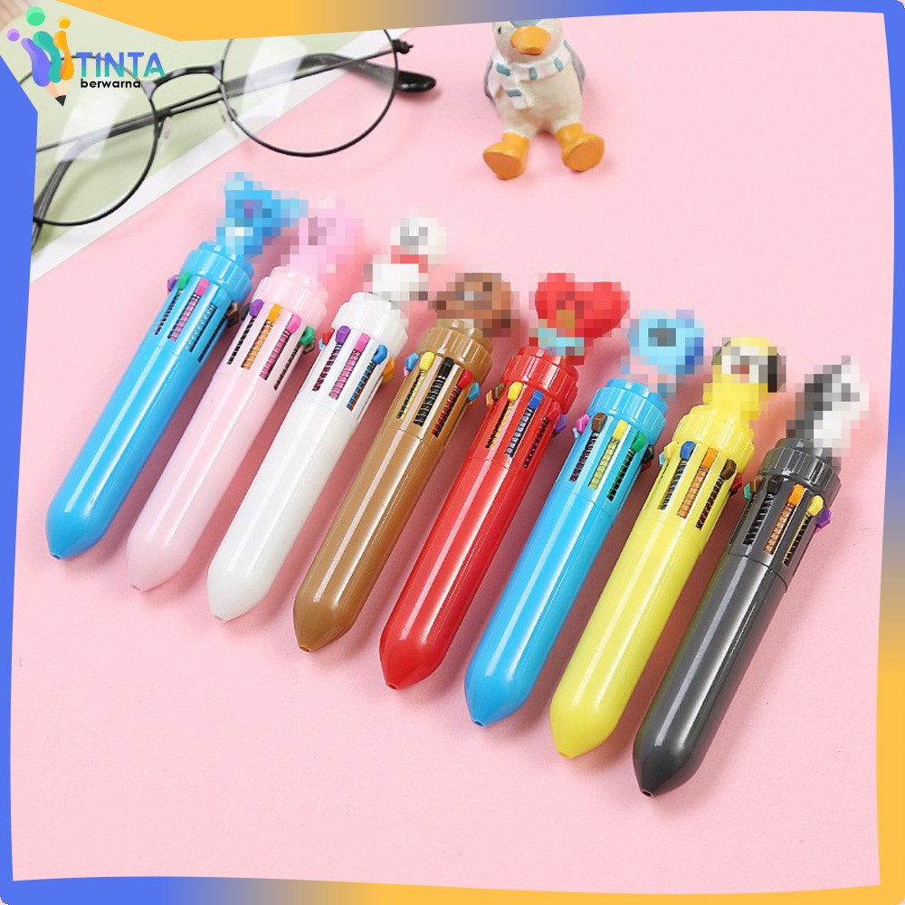 

Pulpen Kartun 10 Warna Pen Warna Warni Bolpoin Karakter Lucu Pena Karakter Rainbow Tinta Berwarna A13