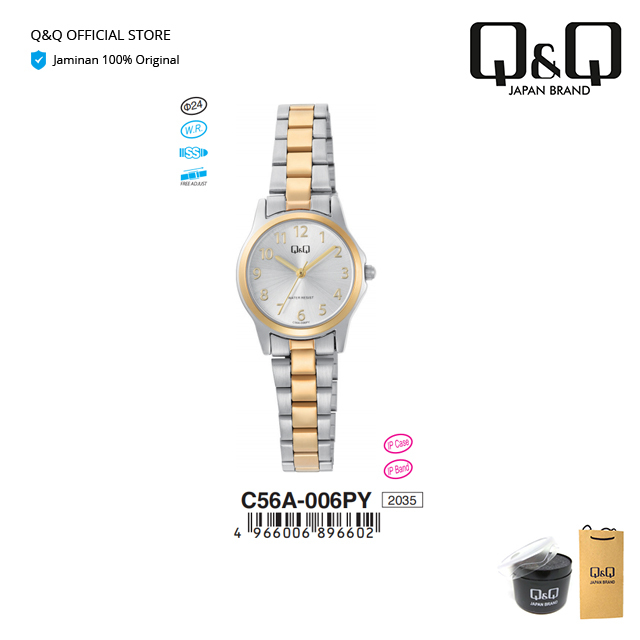 Q&Q QnQ QQ Ori Q&Q Jam Tangan Wanita Fashion Analog Stainless Steel - C56 C56A Original Water Resist