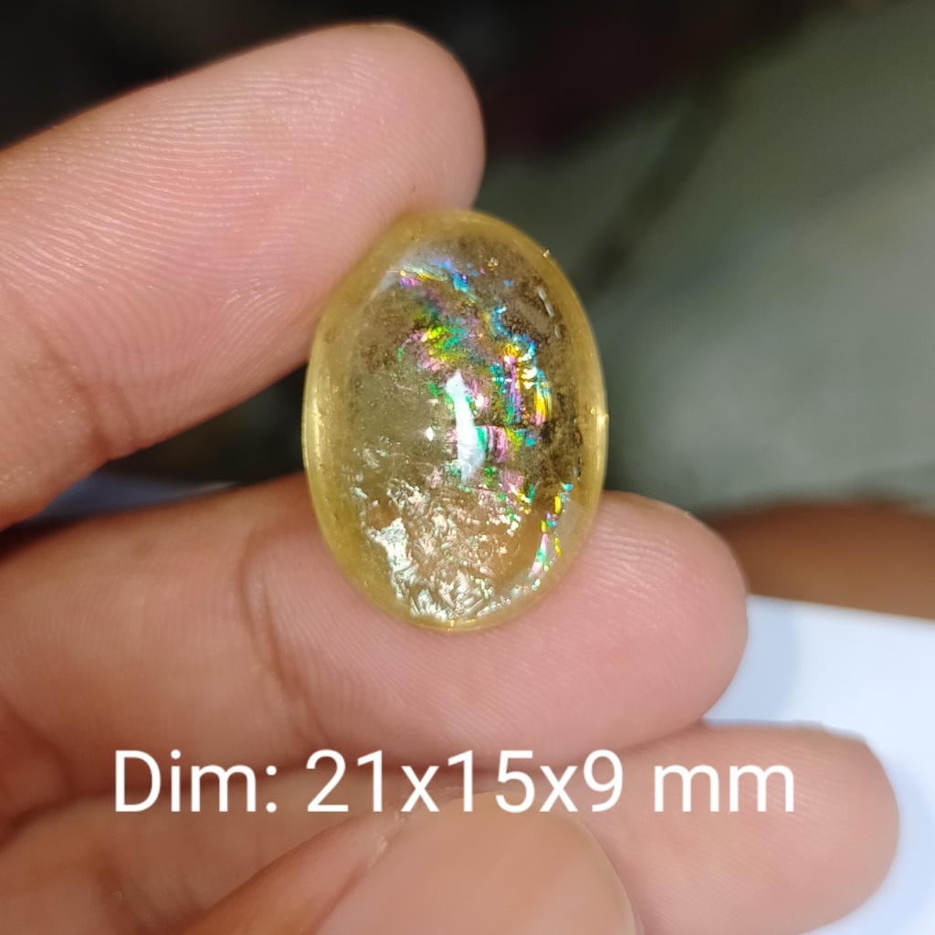 KECUBUNG ES PELANGI SERAT KUNING NATURAL cek batu lainnya yaman api wulung opal bacan permata kalima