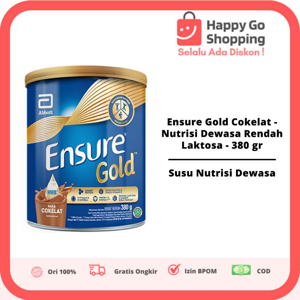 

Ensure Gold Cokelat - Nutrisi Dewasa Rendah Laktosa - 380 gr