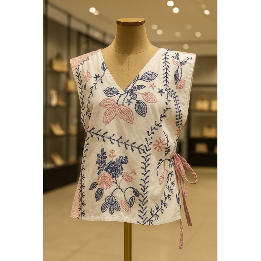 TERBARU  VEST BATIK WANITA MODERN ETNIK ROMPI OUTER BOLAK-BALIK MOTIF BORDIR KATUN PREMIUM TERBARU