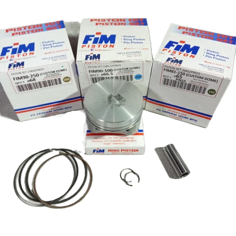 Seher Mentah Piston FIM90 Pin 15 Custom Dome ukuran 65,5mm 66mm 66,5mm 68mm 70mm 72mm
