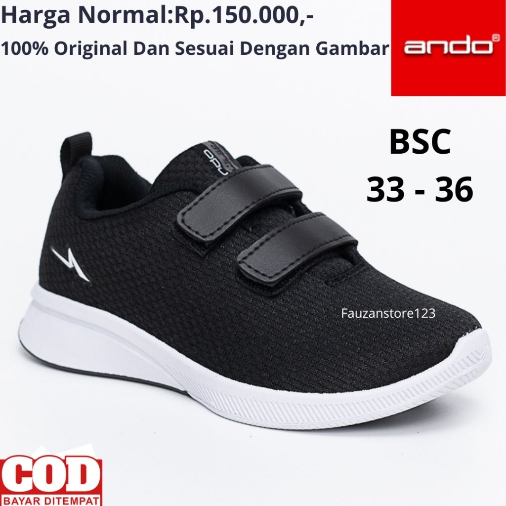 SEPATU SEKOLAH ANAK LAKI LAKI PEREMPUAN ANDO NITTA PEREKAT HITAM PUTIH SD ORIGINAL SEPATU ANDO ANAK 