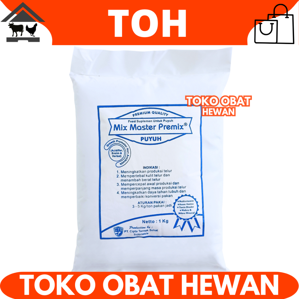 MIX MASTER PREMIX PUYUH 1 KG - Suplemen Pakan Pemacu Produksi & Kualitas Telur Burung Puyuh Petelur