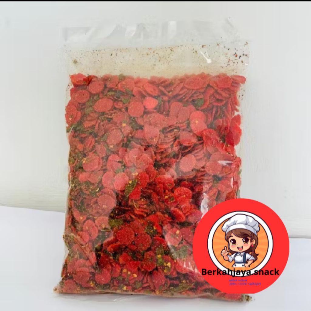 

seblak sosreng pedas 250 grm sosis goreng extra pedas daun jeruk