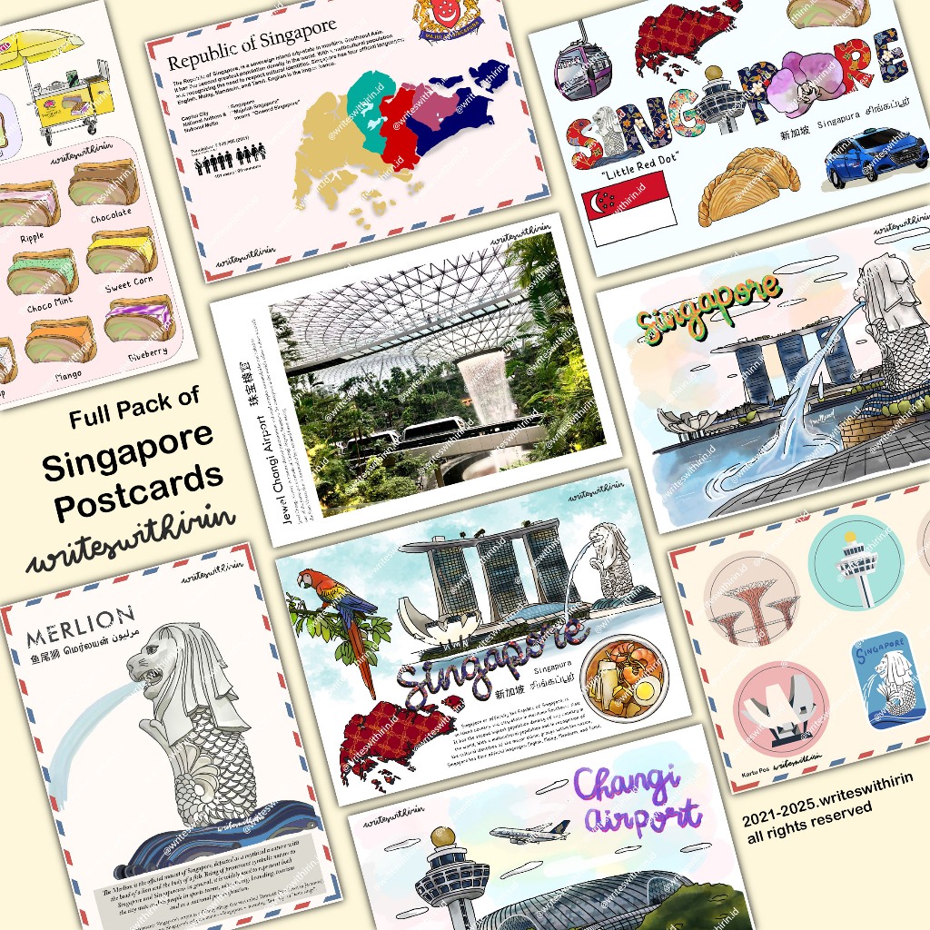 

(writeswithirin) Full Pack of Singapore Postcards
