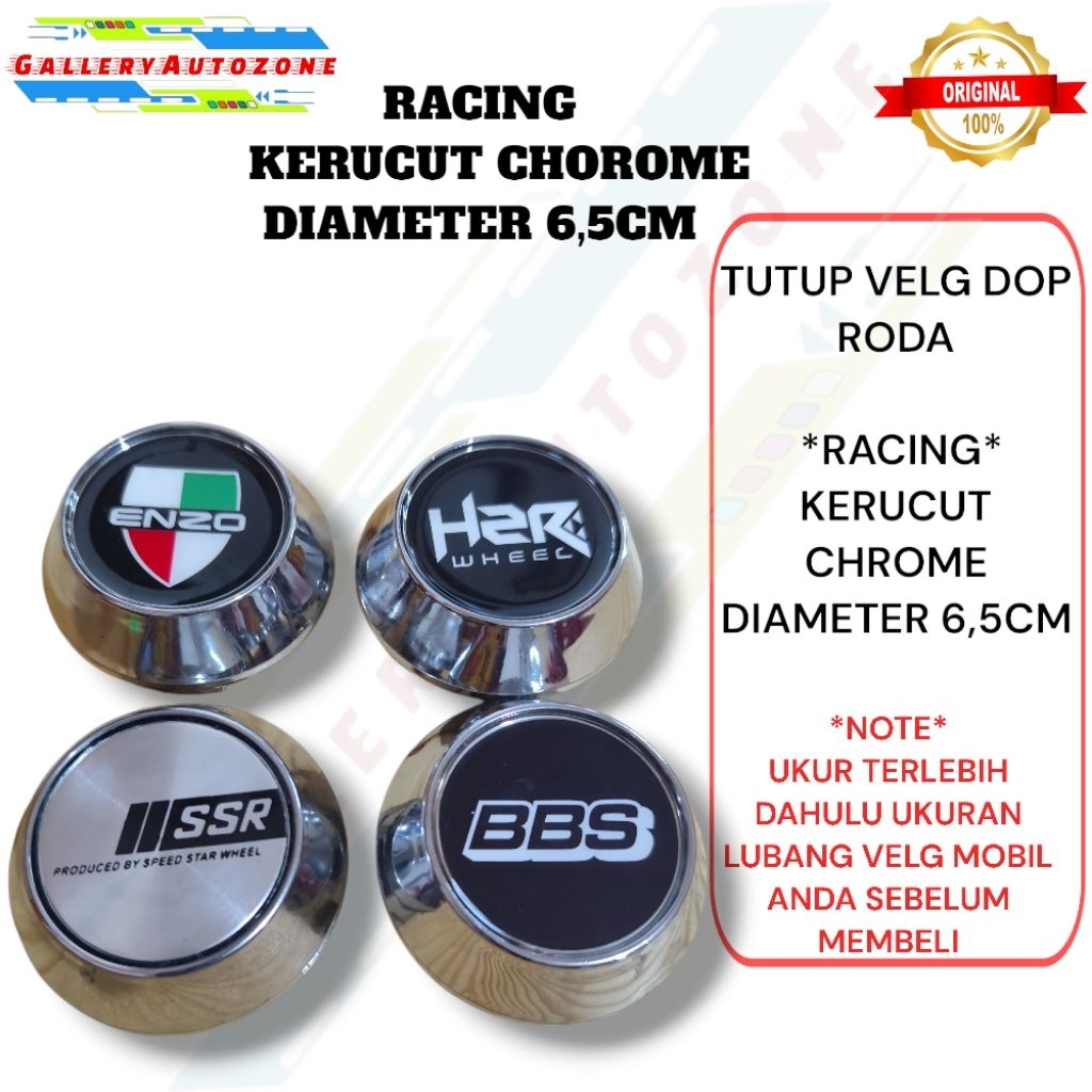 Tutup Velg Dop AsRoda Racing Kerucut HSR volk oz racing rays enkei xxr ssr bbs enzo Diameter 6,5Cm c