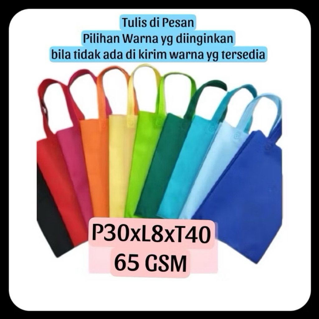 

Tas Goodiebag 30x8x40 hampres/Spundbond /Mika Bening/Tas Serut Pouch murah harga 1 an
