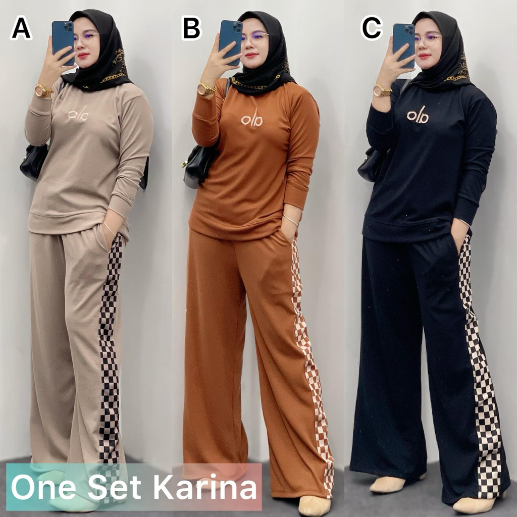 One Set Karina / Set Celana Knit Import / COD