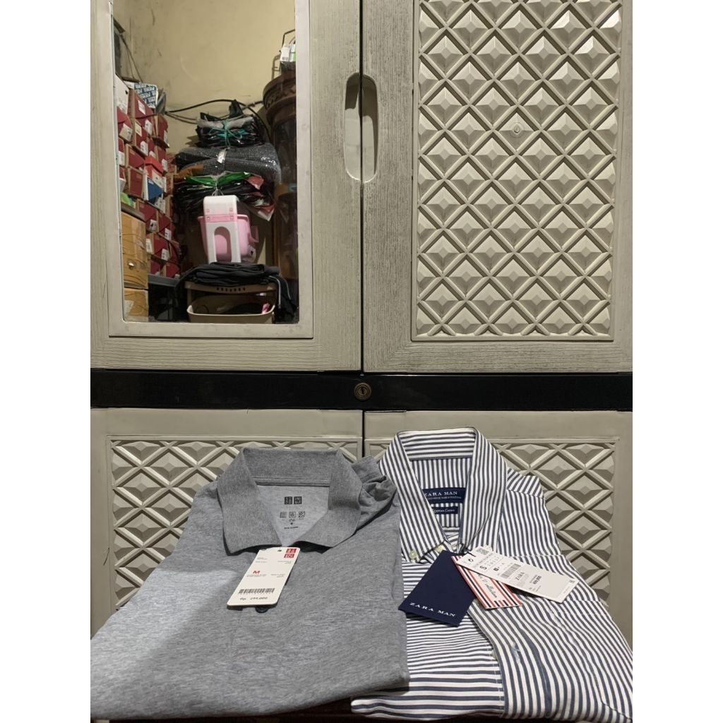 ORIGINAL KEMEJA COTTON EGYPTIAN ZARA TSHIRT POLO UNIQLO TANGAN PANJANG STRIPE
