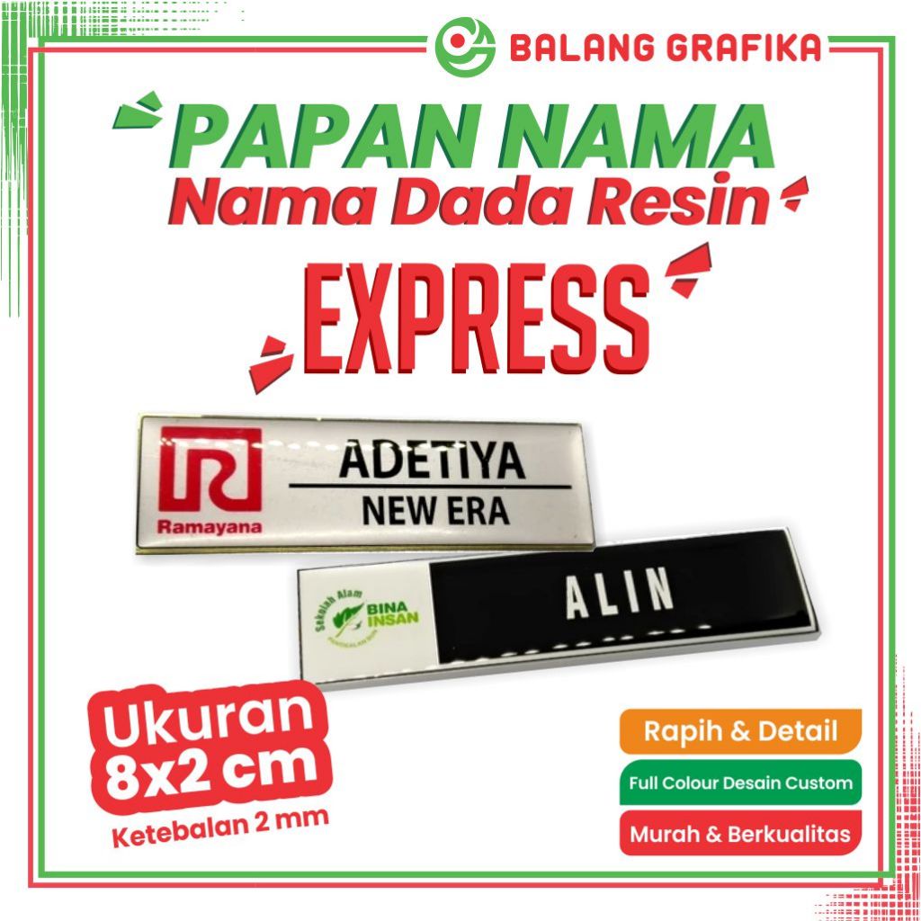 

Papan Nama Dada Nametag Custom Resin EXPRESS