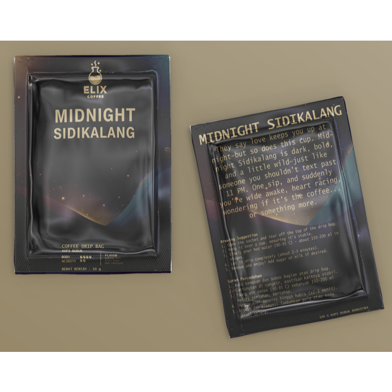 

Midnight Sidikalang Drip Bag Coffee (Kopi Filter) 1pcs Kopi Instant Filter By Elix Coffee