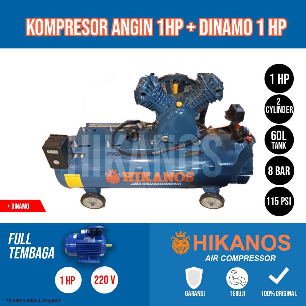 Kompresor 1HP +Dinamo 1Hp Full Tembaga