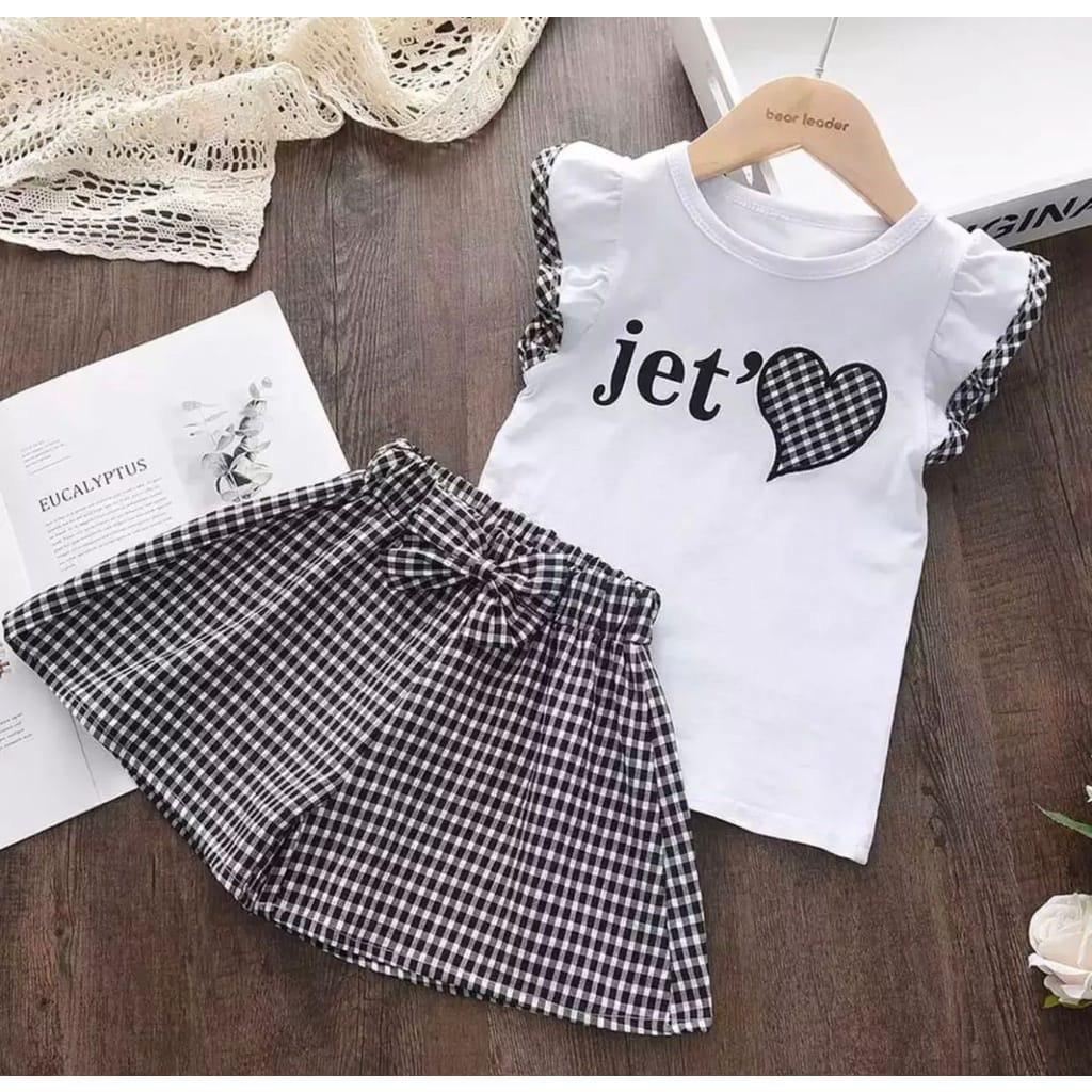 Setelan Baju Anak Cewek 1-5 tahun / Setelan Baju Anak Perempuan Love / baju santai anak cewek