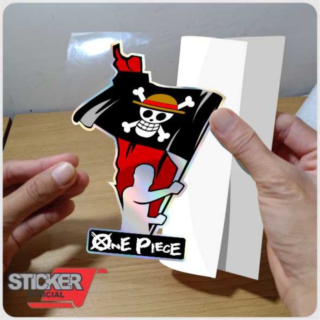 

bendera one piece, anime one piece, one piece, stiker hologram, stiker motor ,mobil