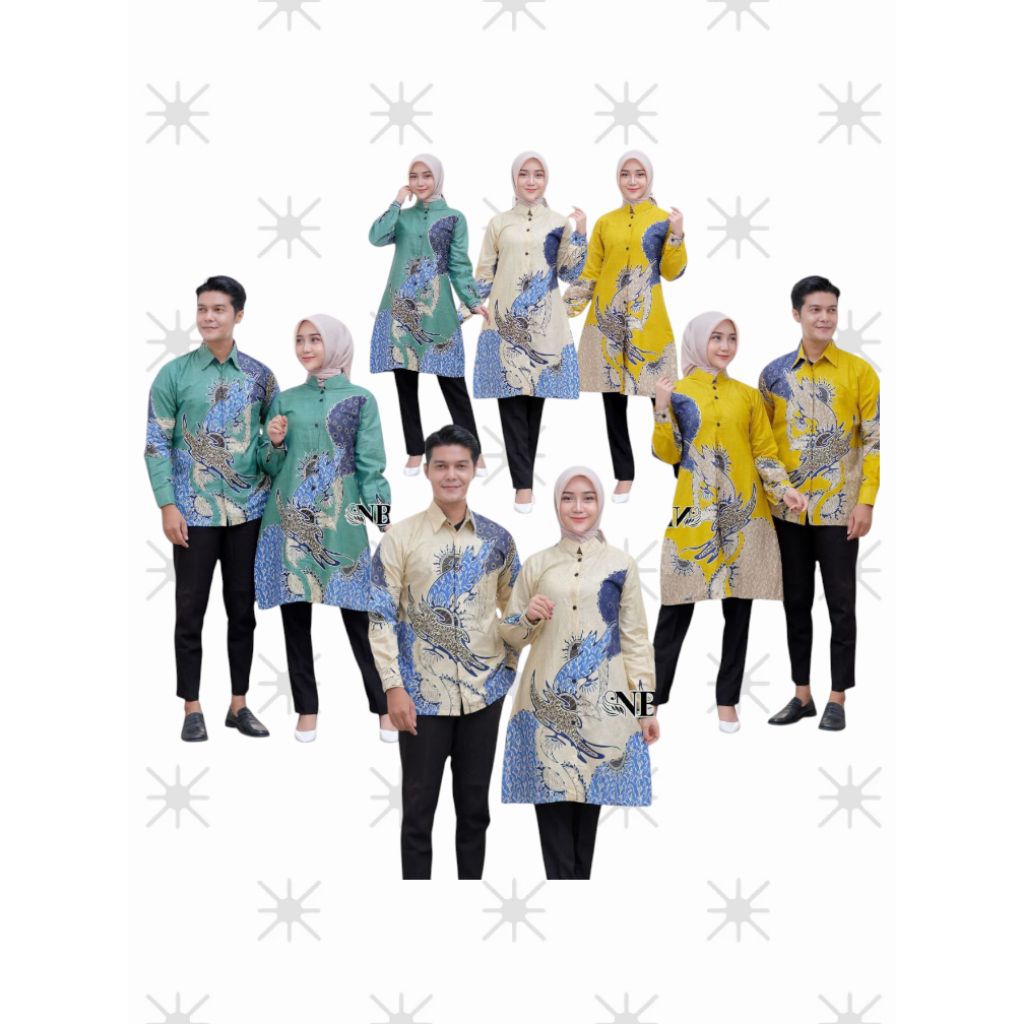 Baju Batik Couple Kantor Pria Dan Wanita Model Tunik Dan Kemeja Bahan Katun