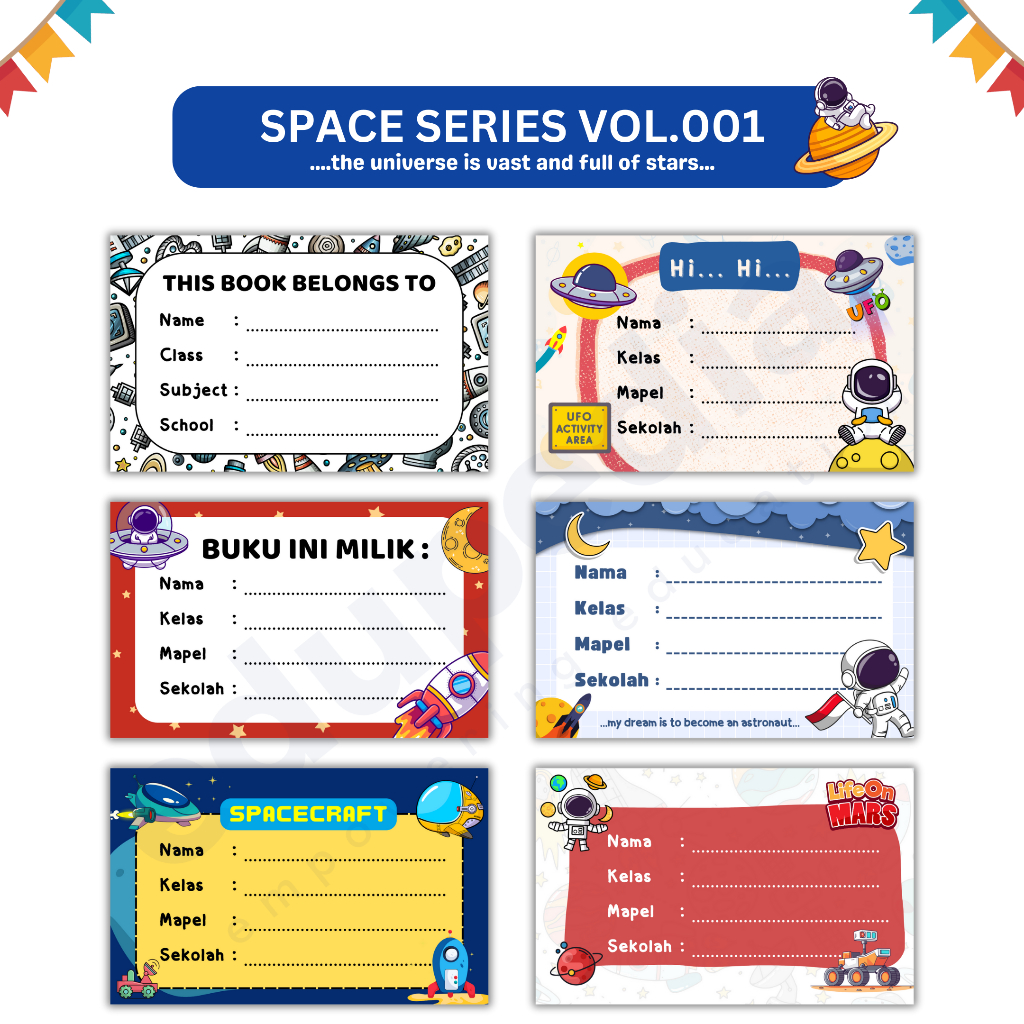 

Sticker Aesthetic Tema : SPACE VOL.001. Stiker Label Mapel & Nama Buku Tulis Pelajaran Sekolah.