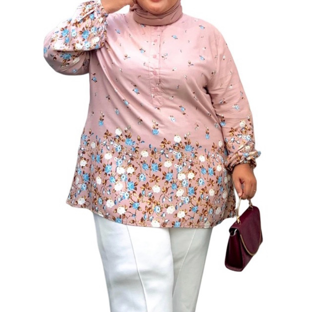 Atasan Busui Cintami Jumbo Tunik Motif Bunga Bahan Katun Rayon Silky LD120
