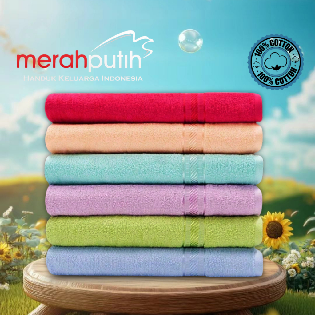 ORI/ASLII handuk merah putih 50x100cm halus dan lembut dikulit/handuk mandi dewasa