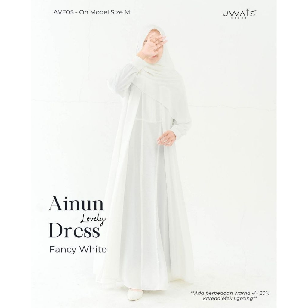 (READY DISKON) GAMIS DEWASA AINUN ABAYA PUTIH UMROH by Uwais Hijab