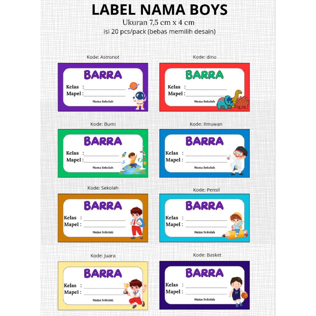 Sticker Nama Buku Custom/Sticker Nama Anak